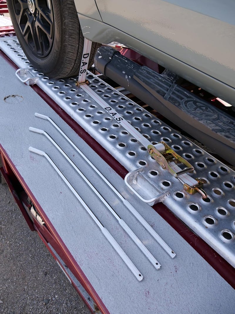 DAS D.A.S. Car Hauler Tie Down Bars [19 x 28 mm] Truck Trailer Bars for Flatbed Towing | Knurled Non-Slip Handle | Heavy Duty Winch Bars | Stainless Steel | Car & Motorbike - Image 4